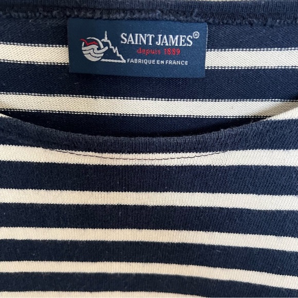Saint James  Navy and White Stripe Long Sleeve Top-Size US 34 - Picture 3 of 7